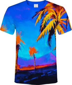 aofmoka Neon Glow Blacklight UV Reactive Party Rave Handmade Art Tee Sport Top Workout Shirt Women Unisex Men Design T-Shirt