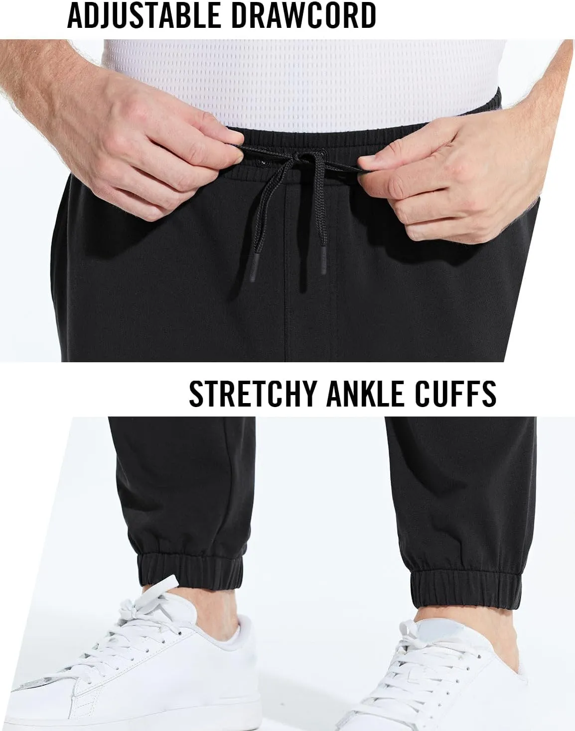 baleaf Men's 27" Cotton Sweatpants Sports Running Hiking Joggers Pants Lightweight Lounge Pocketed Pajamas 7/8 Length