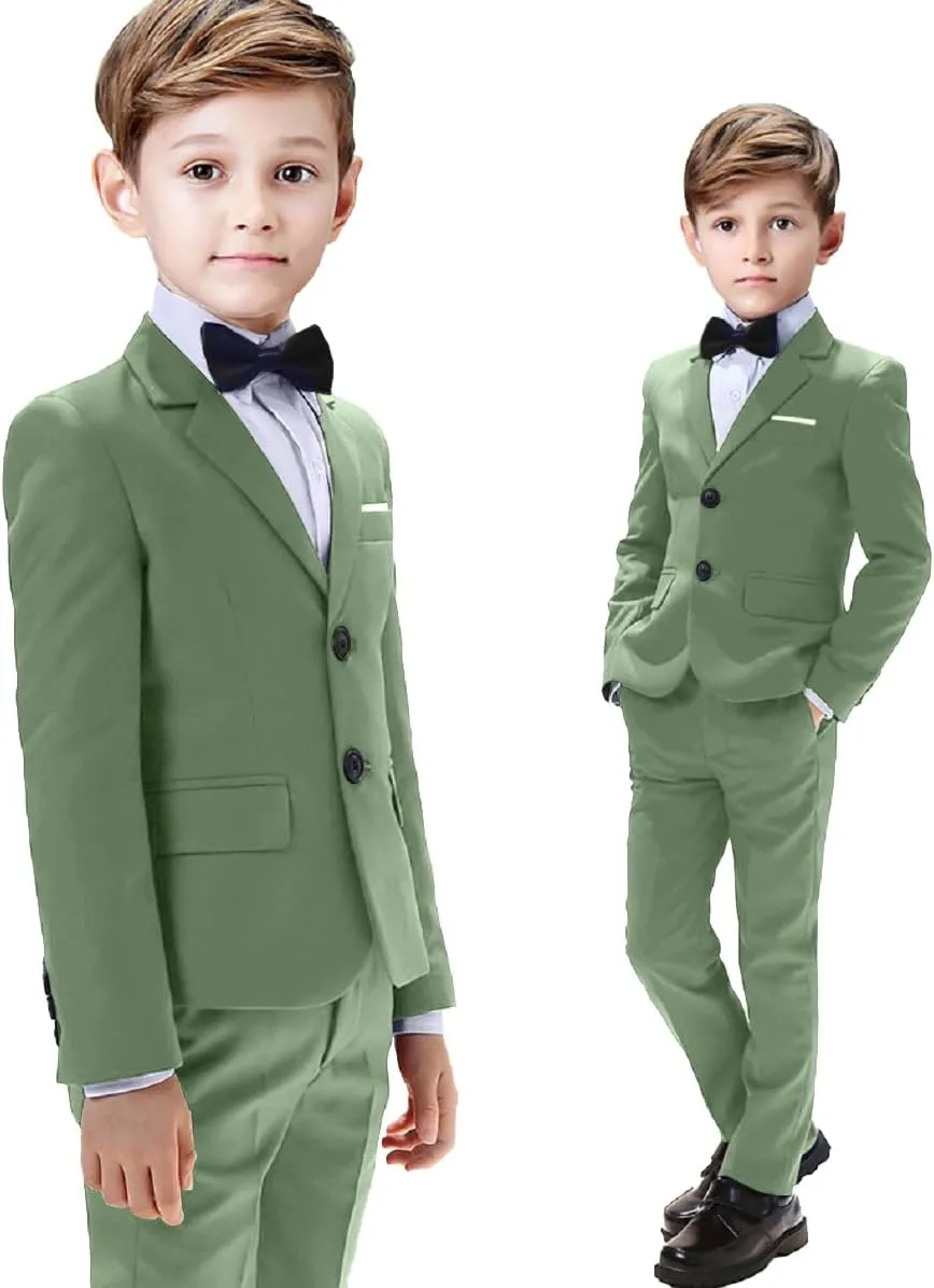 Boys Suits 5 Pieces Slim Fit Blazer Pants Black Blue Outfit Suit for Wedding