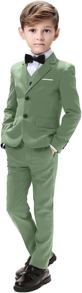 Boys Suits 5 Pieces Slim Fit Blazer Pants Black Blue Outfit Suit for Wedding
