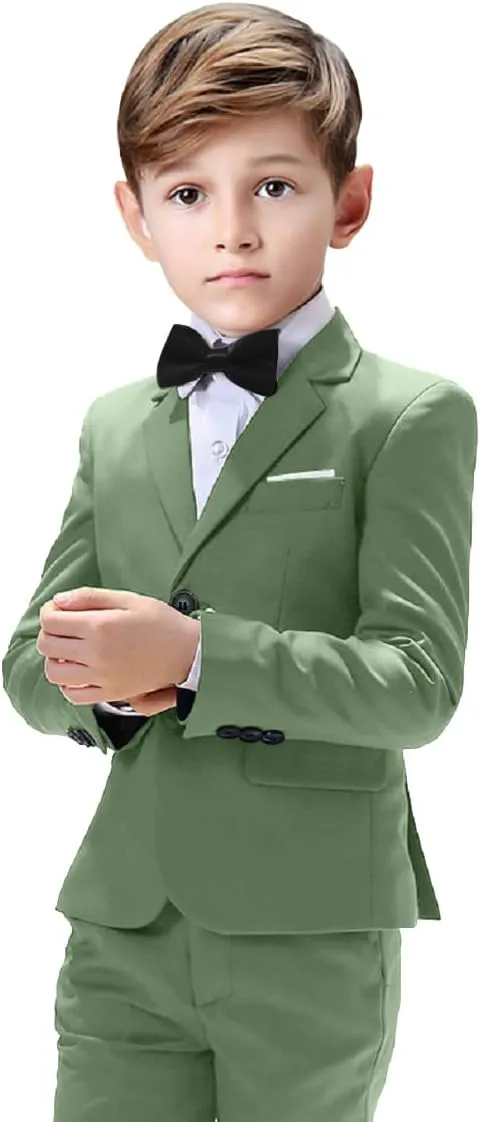 Boys Suits 5 Pieces Slim Fit Blazer Pants Black Blue Outfit Suit for Wedding