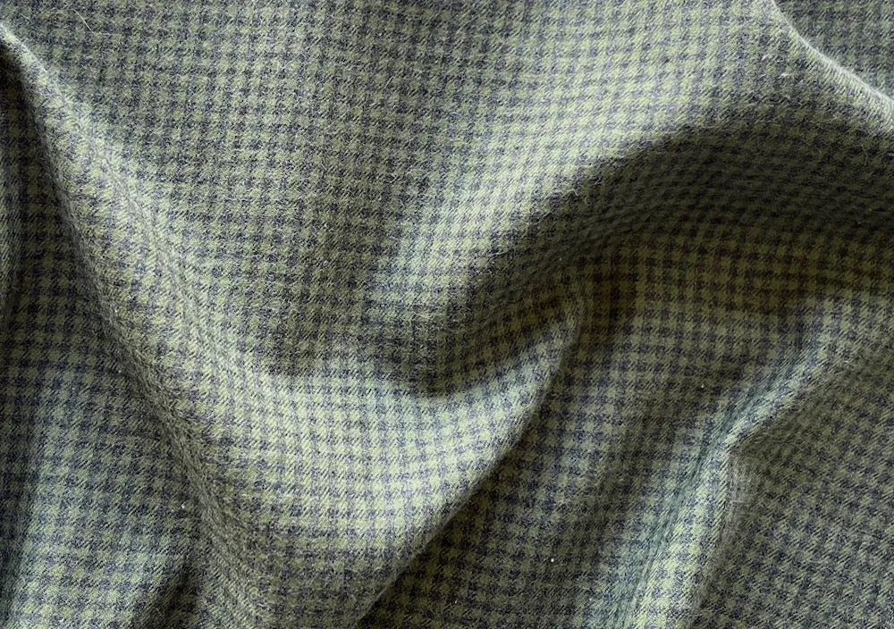Brushed Heathered Sage Glade Green & Rhino Grey Checked Cotton Shirting (Made in Italy)