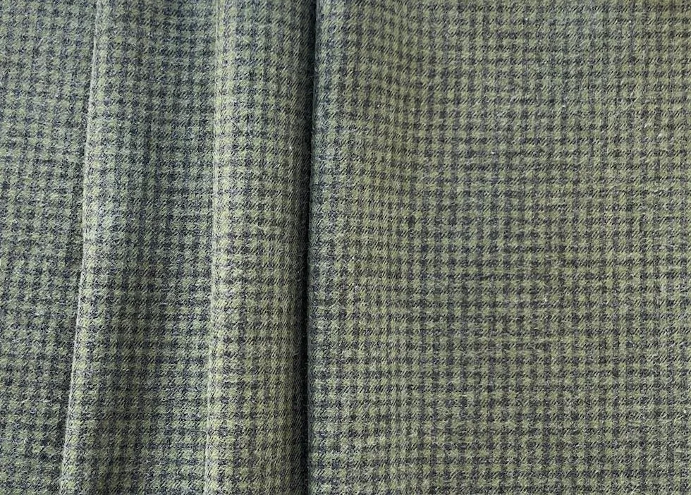 Brushed Heathered Sage Glade Green & Rhino Grey Checked Cotton Shirting (Made in Italy)