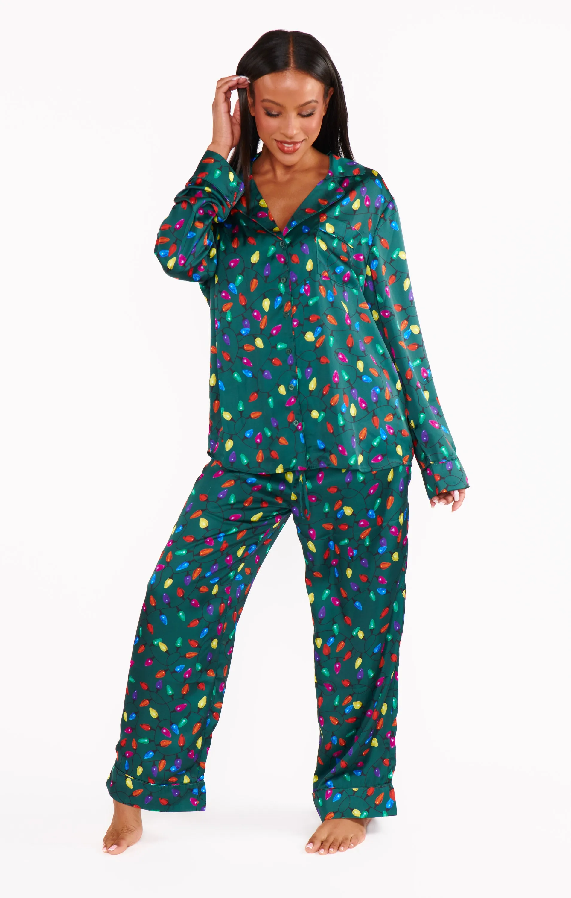 Classic PJ Set ~ Festive Lights Silky