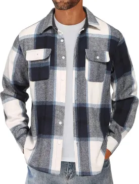 COOFANDY Men's Flannel Shirts Long Sleeve Cotton Plaid Shirt Jacket Casual Button Down Shirt with Pockets