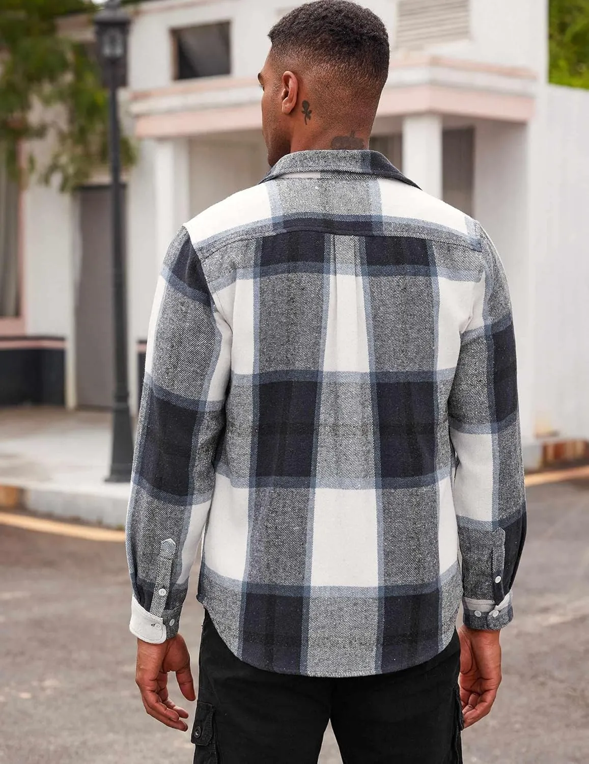 COOFANDY Men's Flannel Shirts Long Sleeve Cotton Plaid Shirt Jacket Casual Button Down Shirt with Pockets