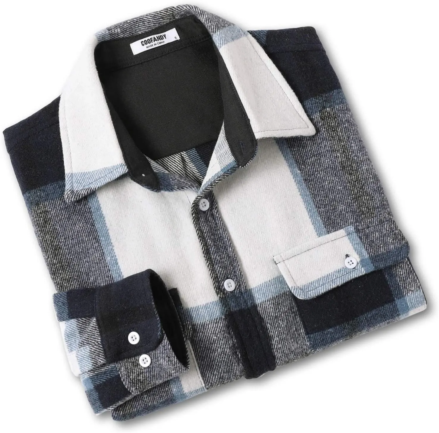 COOFANDY Men's Flannel Shirts Long Sleeve Cotton Plaid Shirt Jacket Casual Button Down Shirt with Pockets