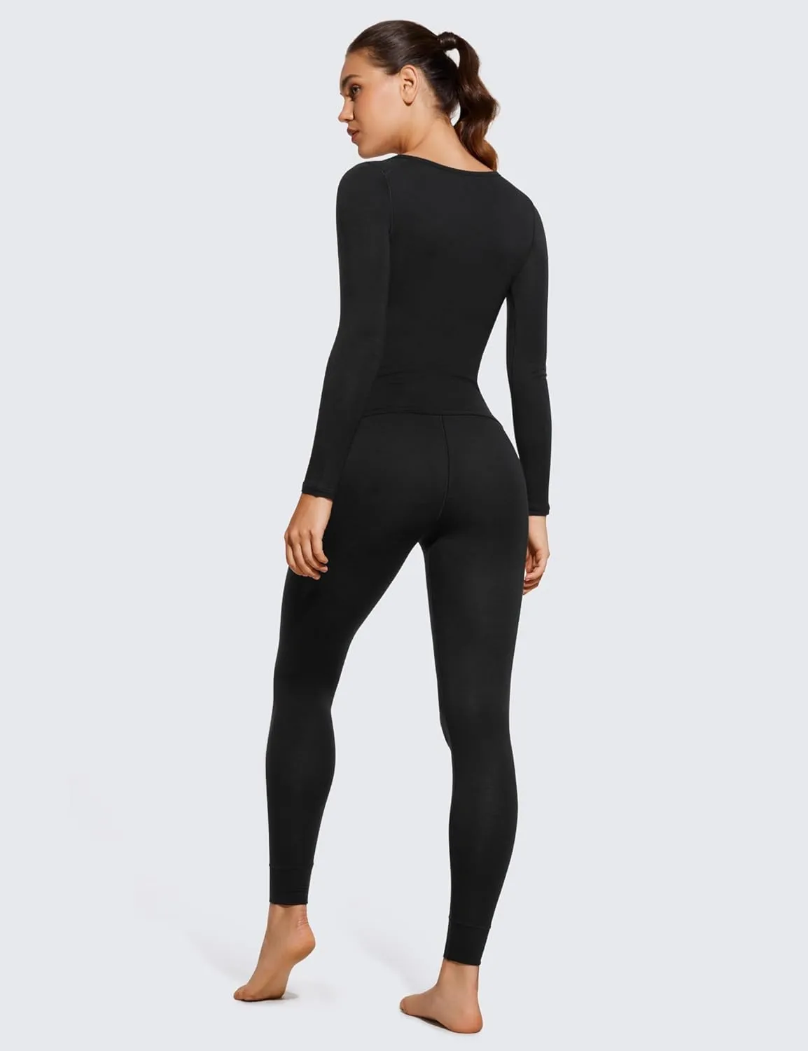 CRZ YOGA Soft Thermal Underwear Sets for Women Lightweight Long Johns Base Layer Pajamas Warm Top Bottom