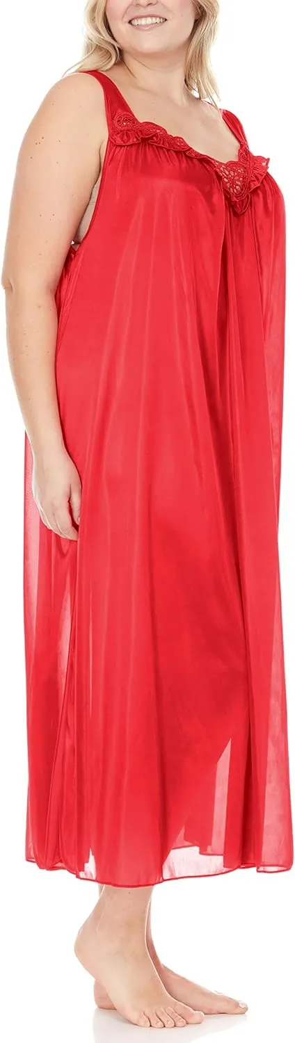Ezi Satin Silk Nightgown For Women - Soft & Breathable Womens Sleepwear- Sexy Short Sleeves Womens Sleepwear, M - Plus Size