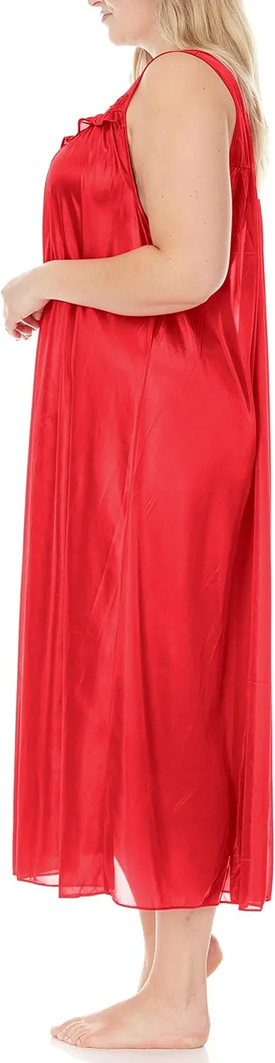 Ezi Satin Silk Nightgown For Women - Soft & Breathable Womens Sleepwear- Sexy Short Sleeves Womens Sleepwear, M - Plus Size