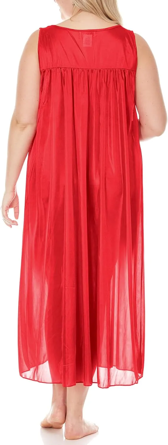 Ezi Satin Silk Nightgown For Women - Soft & Breathable Womens Sleepwear- Sexy Short Sleeves Womens Sleepwear, M - Plus Size