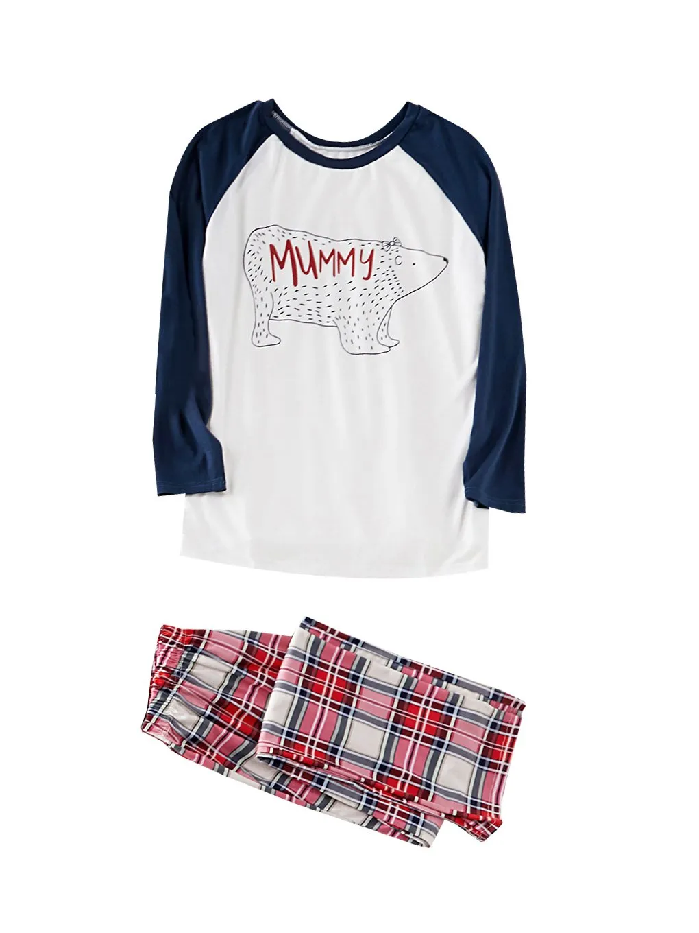 Family Matching 2-Piece Outfits Bear Checked Pajamas