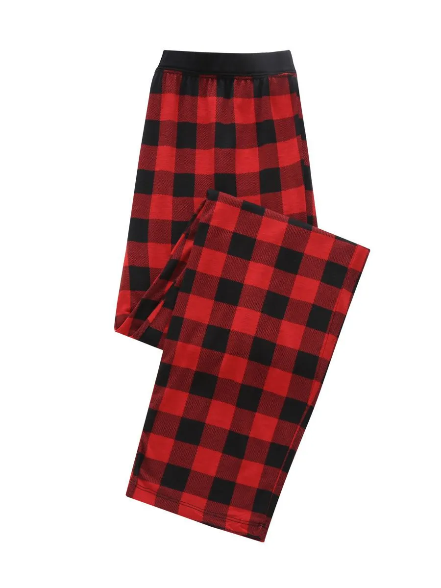 Family Matching 2-Piece Set Christmas Deer Checked Pajamas