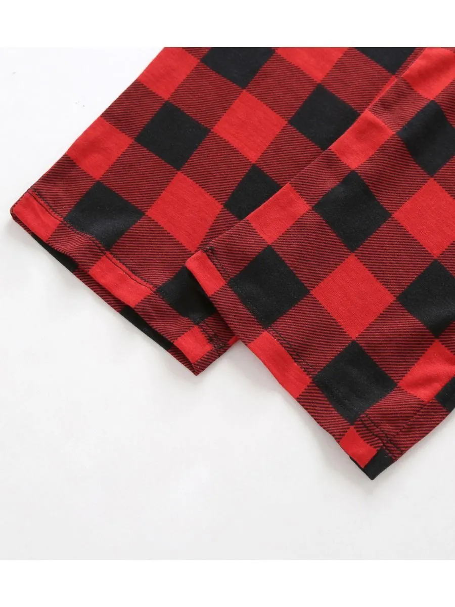 Family Matching 2-Piece Set Christmas Deer Checked Pajamas