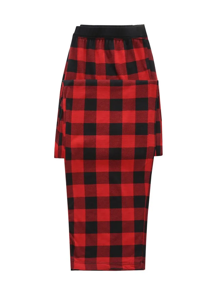 Family Matching 2-Piece Set Christmas Deer Checked Pajamas