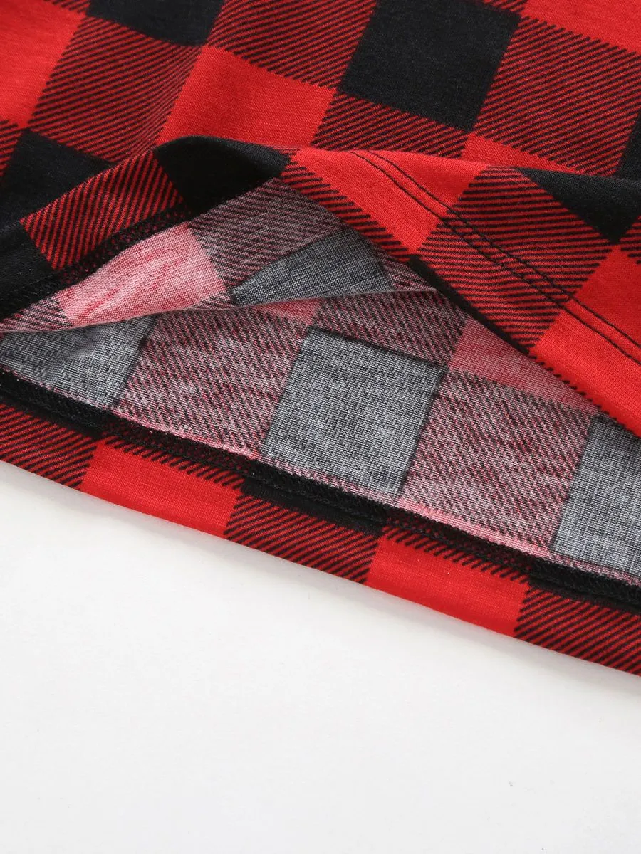 Family Matching 2-Piece Set Christmas Deer Checked Pajamas