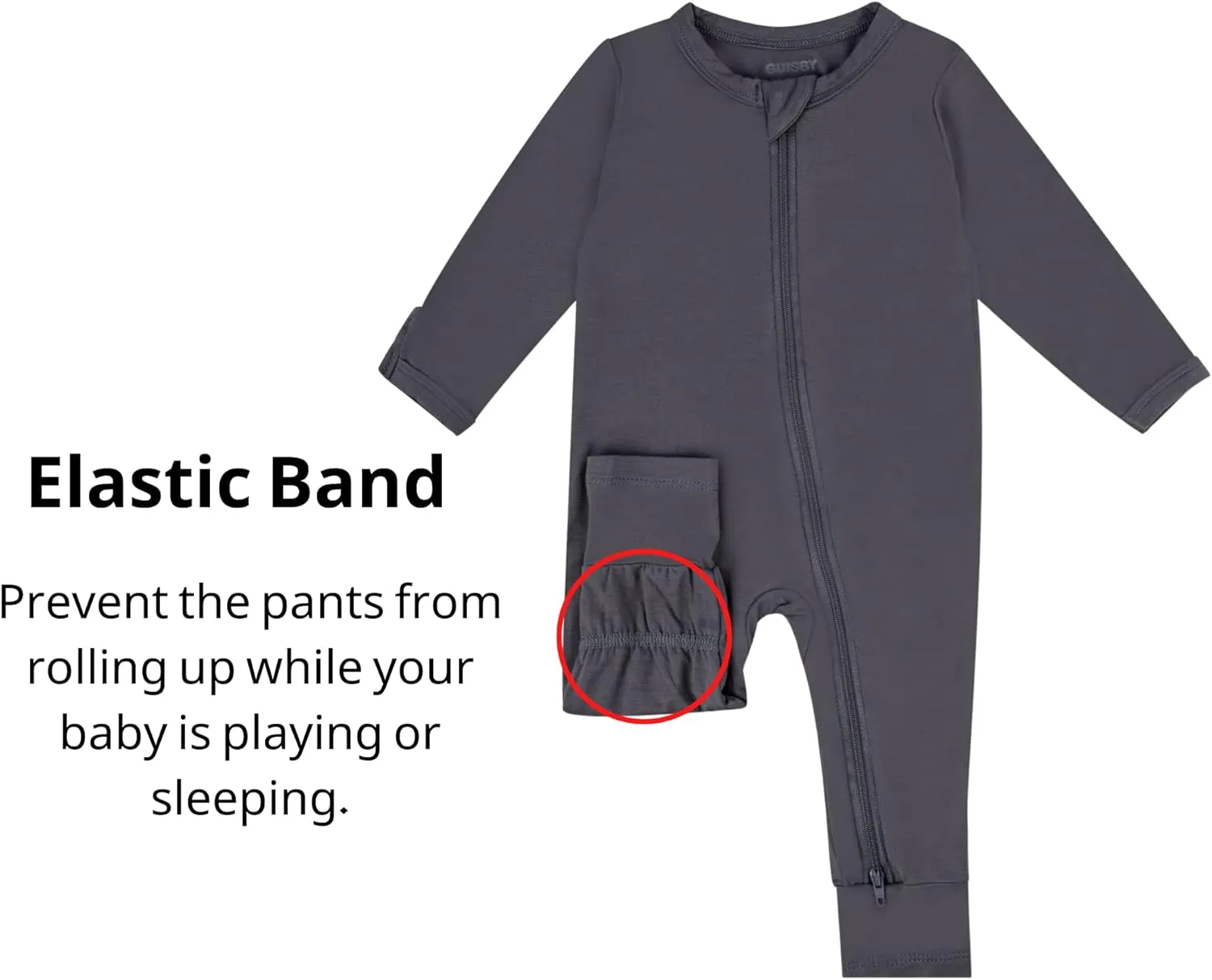 GUISBY Baby Footless Rompers, Rayon Pajamas 2 Way Zipper with Long Sleeve Sleeper