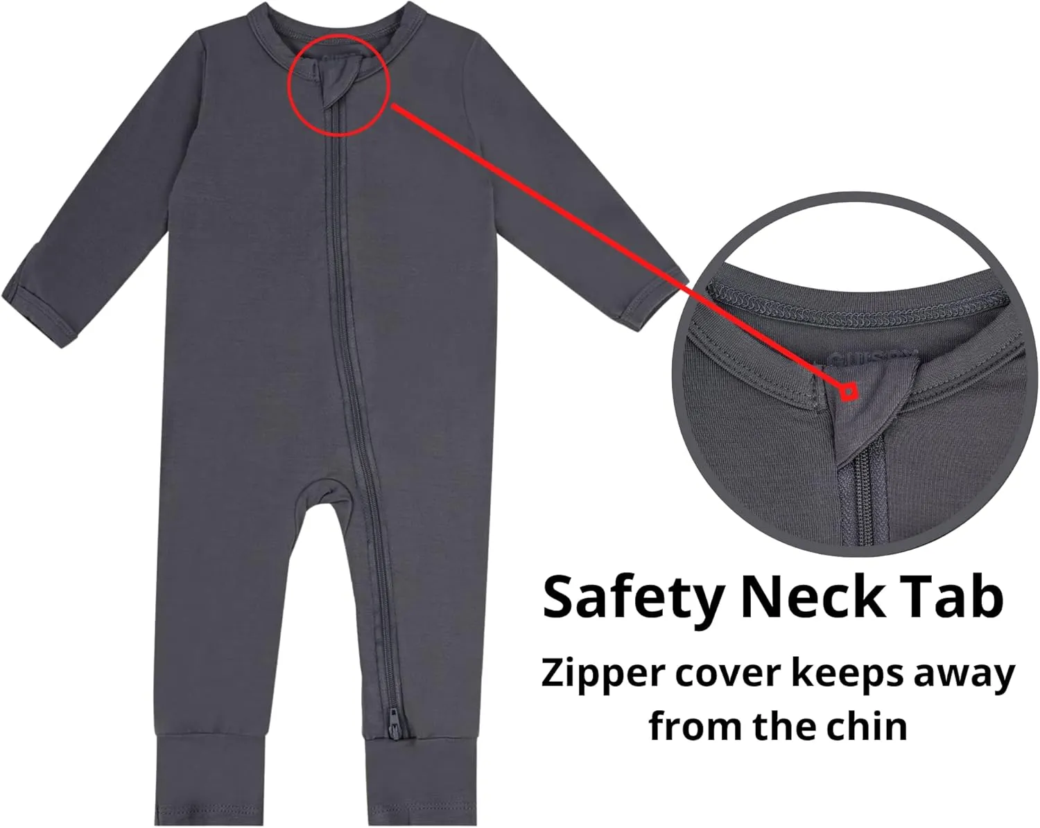 GUISBY Baby Footless Rompers, Rayon Pajamas 2 Way Zipper with Long Sleeve Sleeper
