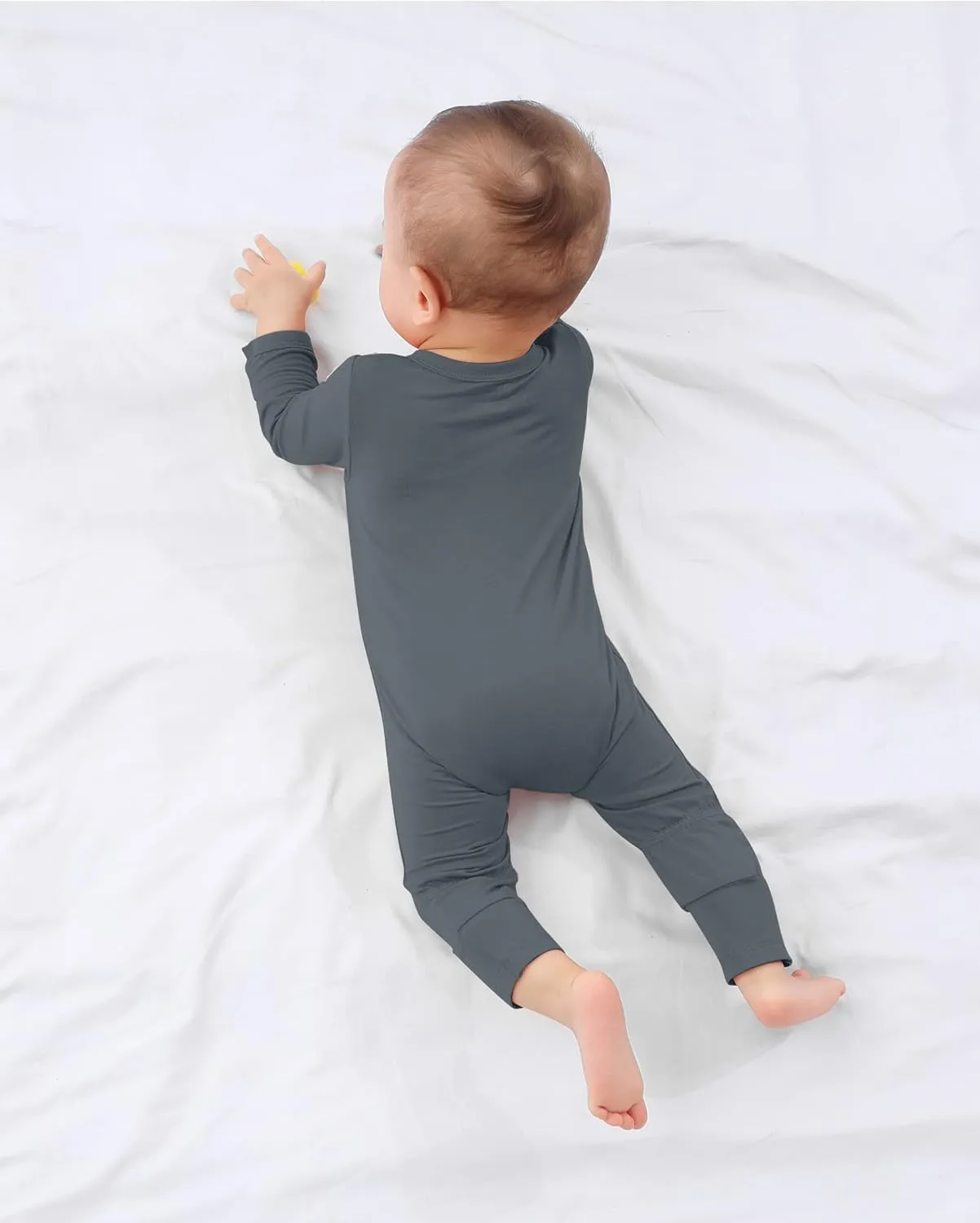 GUISBY Baby Footless Rompers, Rayon Pajamas 2 Way Zipper with Long Sleeve Sleeper