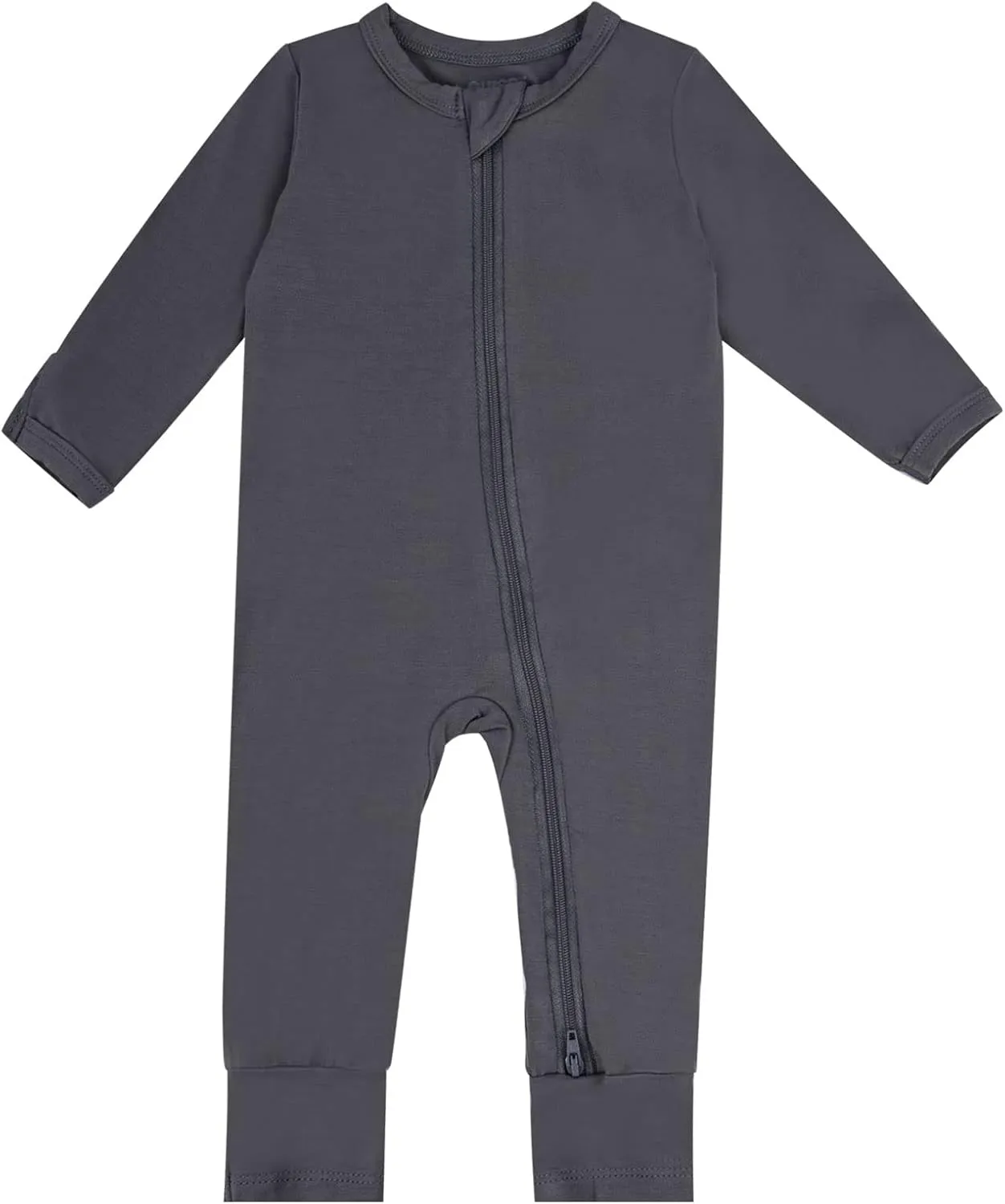 GUISBY Baby Footless Rompers, Rayon Pajamas 2 Way Zipper with Long Sleeve Sleeper