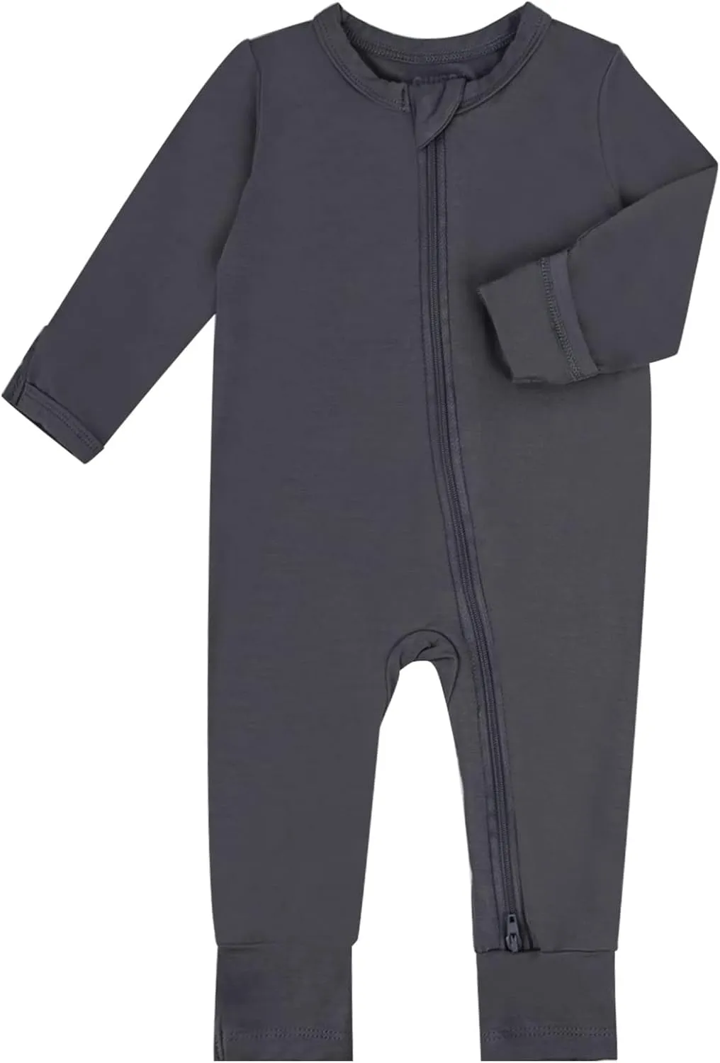 GUISBY Baby Footless Rompers, Rayon Pajamas 2 Way Zipper with Long Sleeve Sleeper