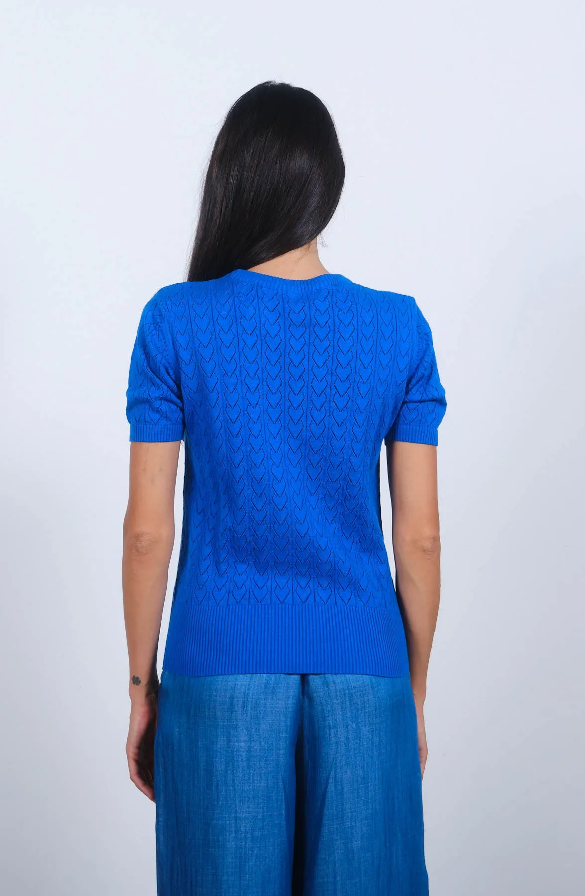 Heart Pointelle S/S in Princess Blue