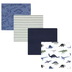 Hudson Baby Cotton Flannel Receiving Blankets, Blue Green Dino