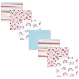 Hudson Baby Cotton Flannel Receiving Blankets Bundle, Modern Rainbow