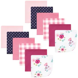 Hudson Baby Flannel Cotton Washcloths, Butterfly Floral 12 Pack