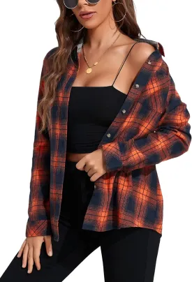 KevaMolly Plaid Flannel Shirts for Women Loose Fit Boyfriend Button Down Shirt Long Sleeve Casual Flannel Blouse Tops
