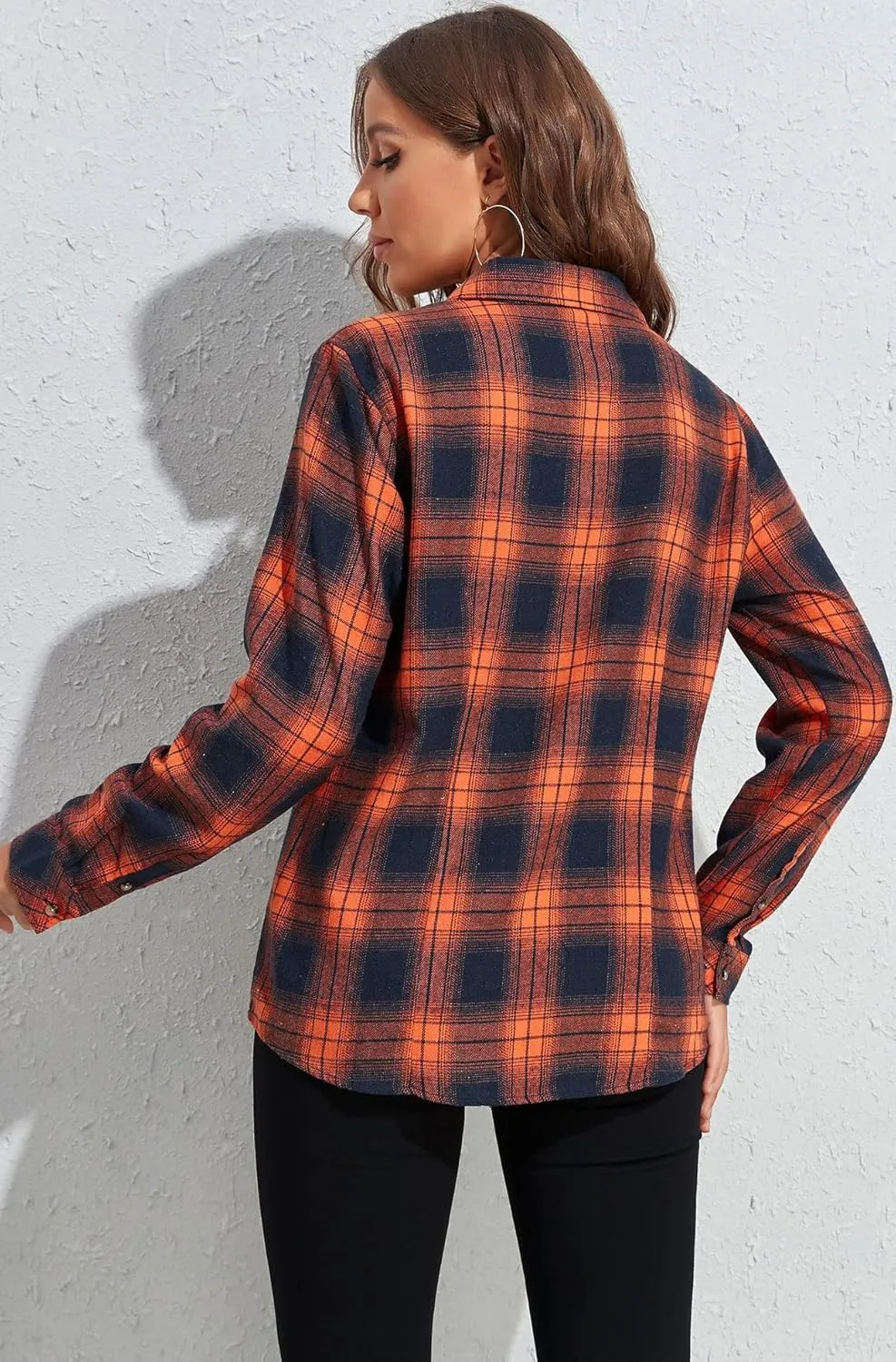 KevaMolly Plaid Flannel Shirts for Women Loose Fit Boyfriend Button Down Shirt Long Sleeve Casual Flannel Blouse Tops