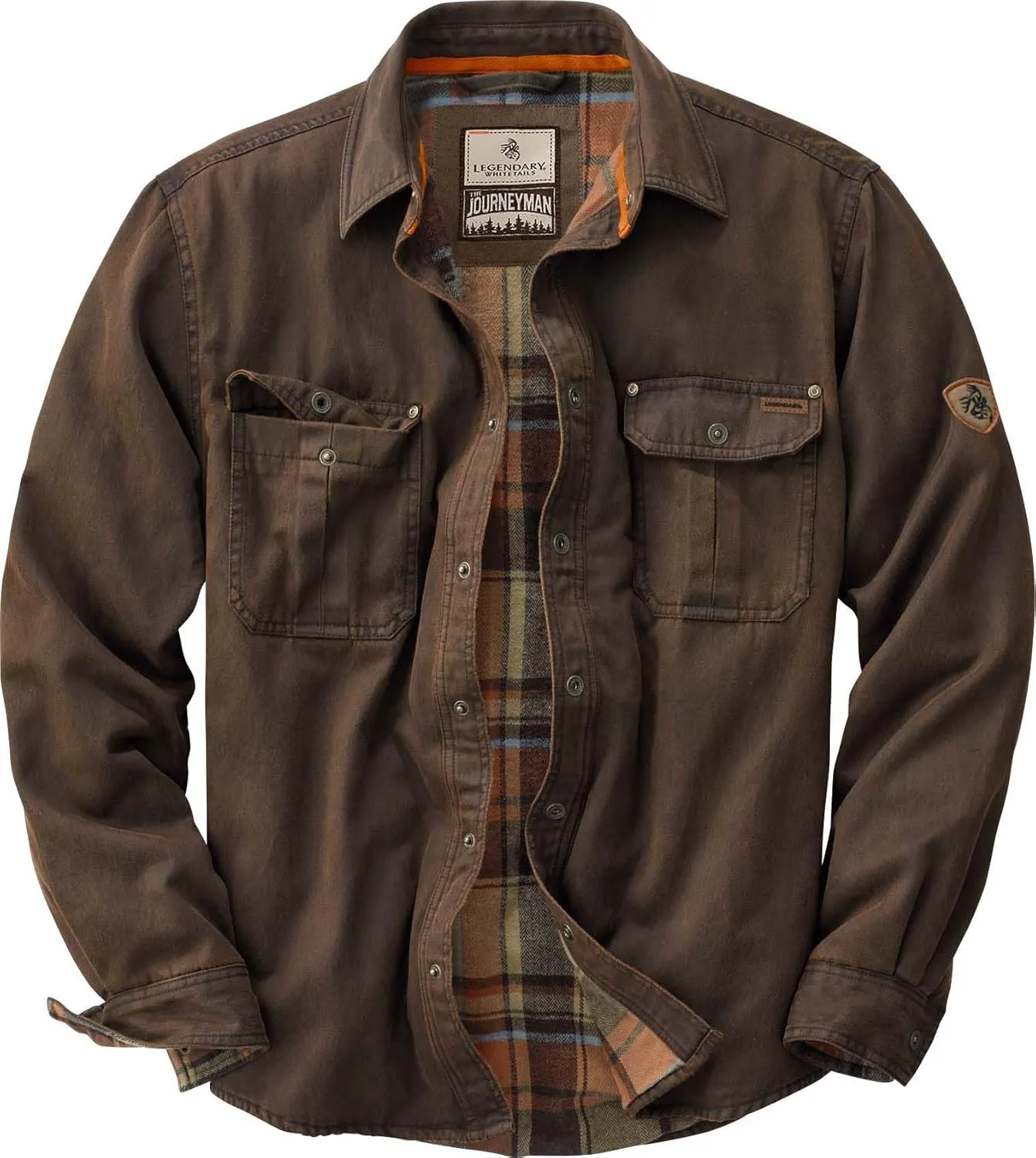 Legendary Whitetails Journeyman Shirt Jacket, Flannel Lined Shacket for Men, Water-Resistant Coat Rugged Fall Clothing