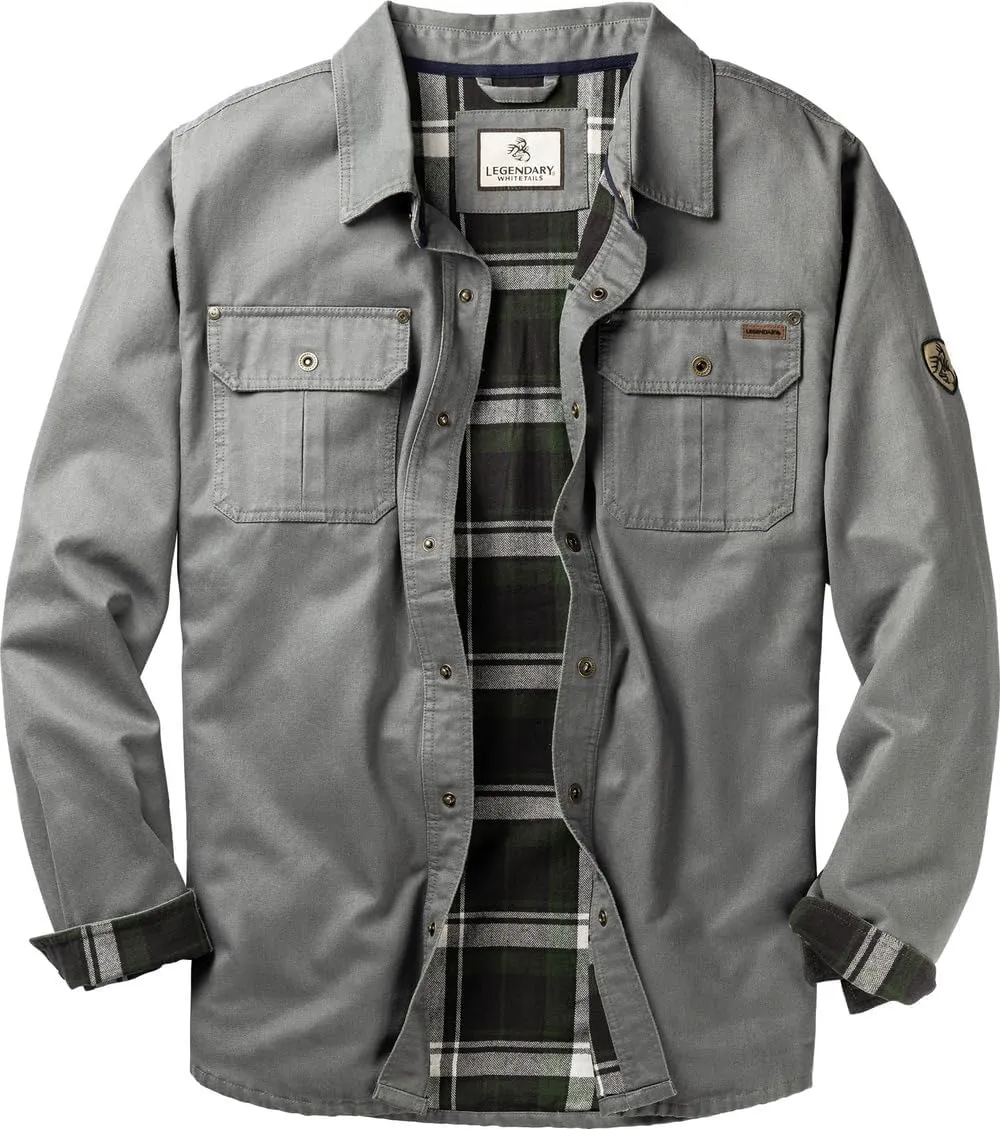 Legendary Whitetails Journeyman Shirt Jacket, Flannel Lined Shacket for Men, Water-Resistant Coat Rugged Fall Clothing