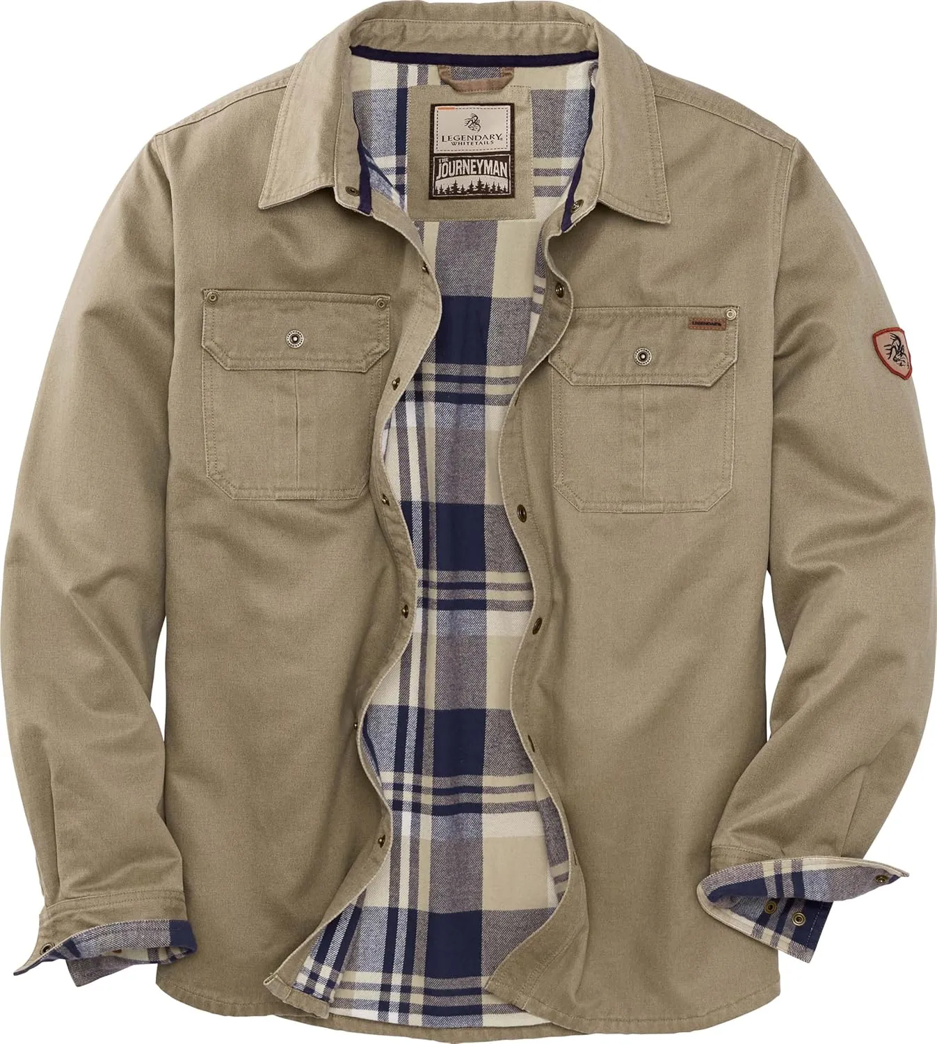 Legendary Whitetails Journeyman Shirt Jacket, Flannel Lined Shacket for Men, Water-Resistant Coat Rugged Fall Clothing