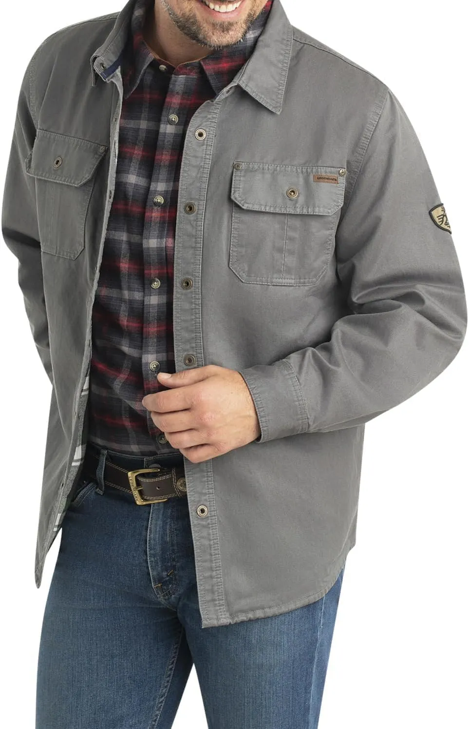Legendary Whitetails Journeyman Shirt Jacket, Flannel Lined Shacket for Men, Water-Resistant Coat Rugged Fall Clothing