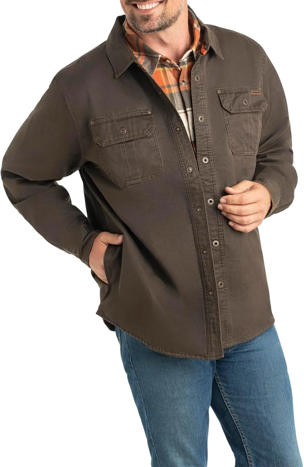 Legendary Whitetails Journeyman Shirt Jacket, Flannel Lined Shacket for Men, Water-Resistant Coat Rugged Fall Clothing