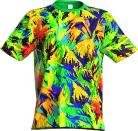 Neon UV Glow Blacklight Designed Handmade Art Shirt Printed Short Sleeve Sport Workout Exercise Boy Guy Unisex Men T-Shirt