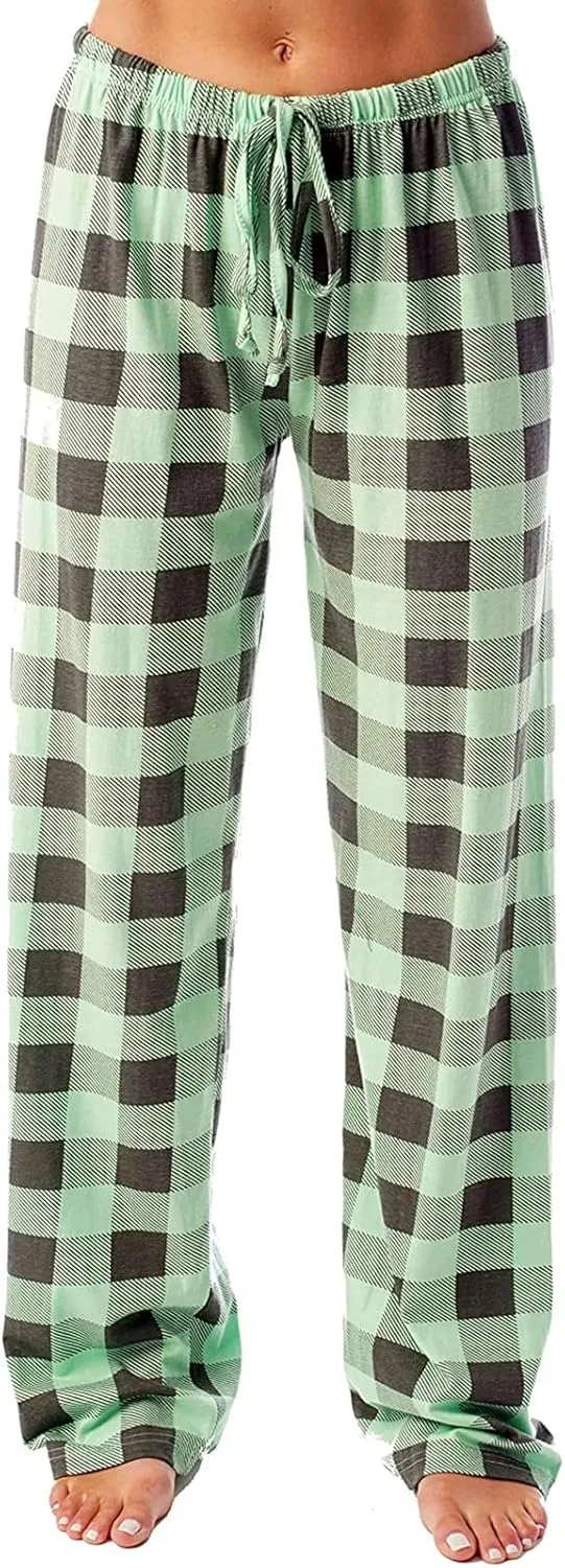 Plaid Pajama Pants Women Soft Comfy Buffalo Plaid Pj Pants Y2k Baggy Lightweight High Waisted Wide Leg Lounge Pants