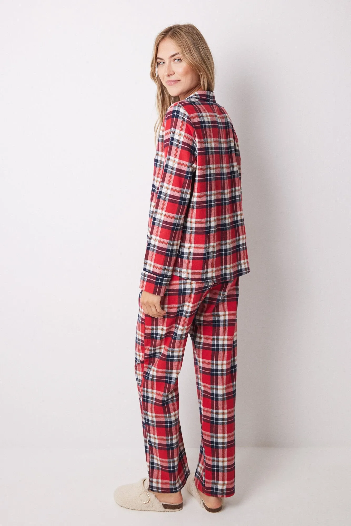 Red checked shirt pajamas 100% cotton