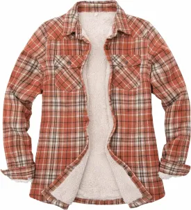 ThCreasa Womens Sherpa Lined Flannel Jacket with Hand Pockets, Plaid Button Down Fuzzy Shirt Jackets