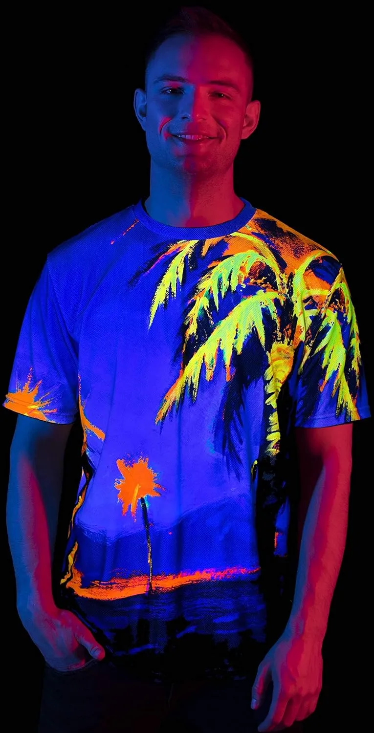 Ultraviolet Fluorescent Handmade Art Neon Blacklight UV Reactive Print Girl Boy Women Party Festival Unisex Men T-Shirt