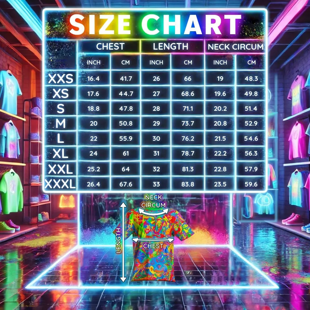 Ultraviolet Fluorescent Handmade Art Neon Blacklight UV Reactive Print Girl Boy Women Party Festival Unisex Men T-Shirt