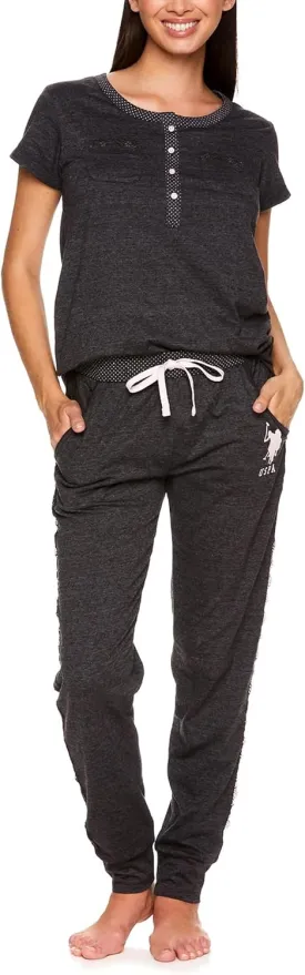 U.S. Polo Assn. Womens Pajama Set with Pockets - Short Sleeve Shirt and Pajama Pants Pj Set