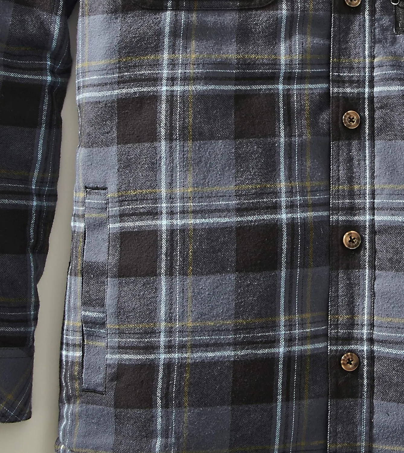 Venado Men's Plaid Shirt Jacket -Long Sleeved Quilt Lined Brushed Flannel Rugged Shirt
