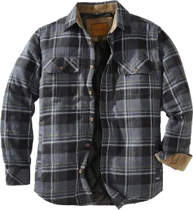 Venado Men's Plaid Shirt Jacket -Long Sleeved Quilt Lined Brushed Flannel Rugged Shirt