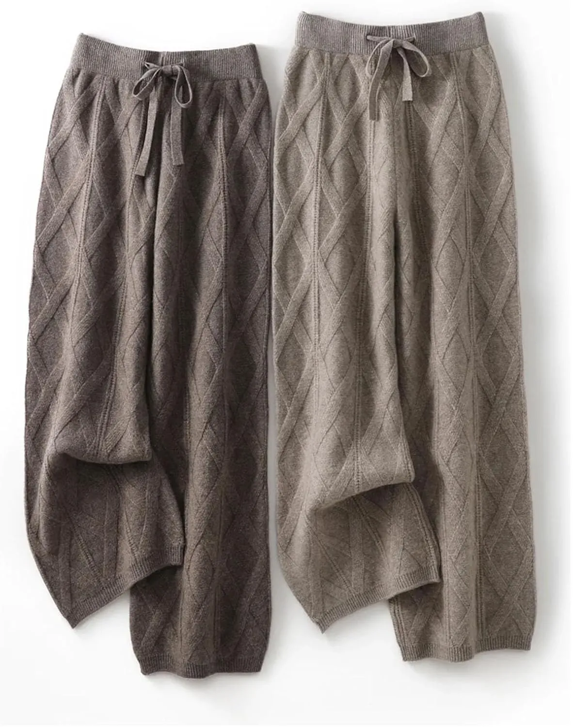 Women's Cashmere Pants Thick Wide-Leg Pants Warm and Comfortable Merino Wool Knitted Trousers