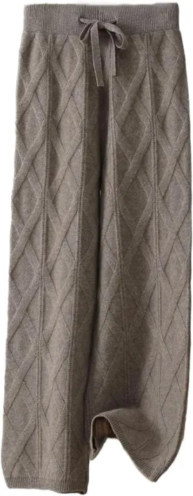 Women's Cashmere Pants Thick Wide-Leg Pants Warm and Comfortable Merino Wool Knitted Trousers