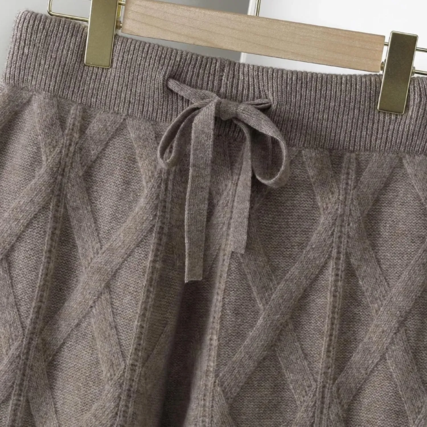 Women's Cashmere Pants Thick Wide-Leg Pants Warm and Comfortable Merino Wool Knitted Trousers